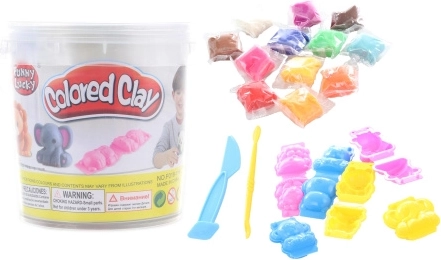 Lipdymo rinkinys kibirėlyje – 12 plastilino spalvų ir formelės