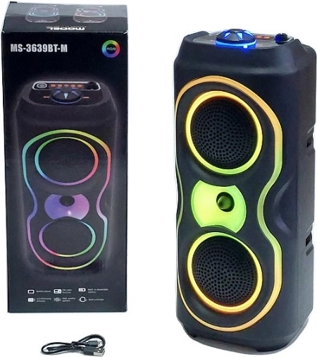 Nešiojamas „Bluetooth“ garsiakalbis su RGB apšvietimu, USB ir FM radiju