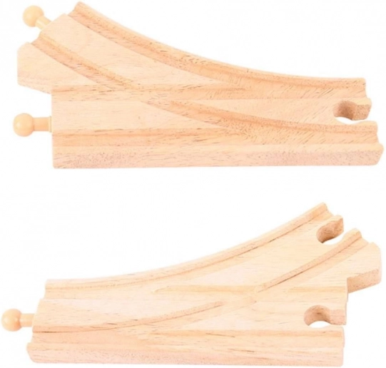 Medinis bėgių perjungėjas (išsišakojimas) traukinukų geležinkeliui, 2 vnt. BIGJIGS RAIL