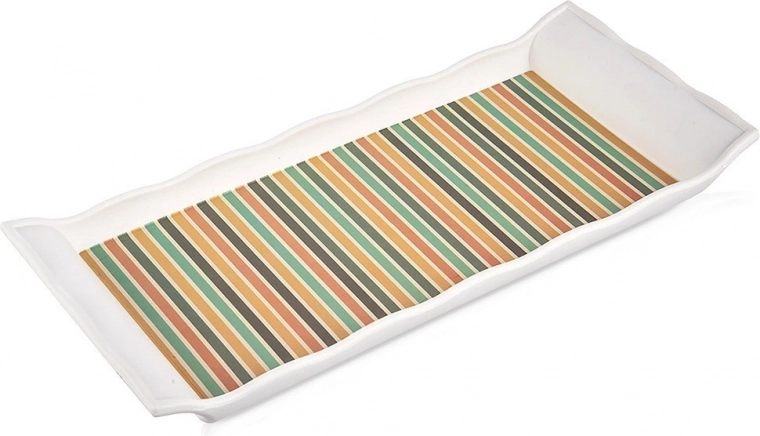 Rectangular serving tray 29.5 × 13 cm with colorful stripes