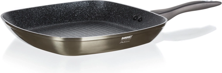 Steak grill pan 28 × 28 cm METALLIC PLATINUM with non-stick surface