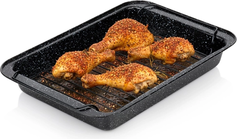 Roasting pan with rack, granite non-stick surface 37.5 × 25.5 × 5 cm