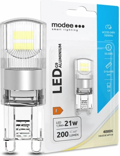 LED lemputė G9, aliumininė, 1,9 W, neutrali balta, MODEE