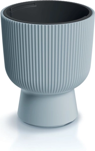 Milly Planter with Insert 39 cm – light gray, ribbed design for indoor and outdoor