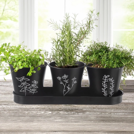 Practical set of 3 planters with saucer