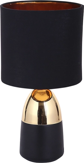 Table lamp with metal base, gold and black, 16 × 31 cm