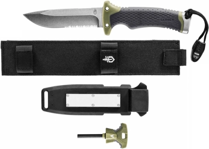 Gerber Ultimate Survival – išgyvenimo peilis 12 cm su Stonewash apdaila ir dėklu