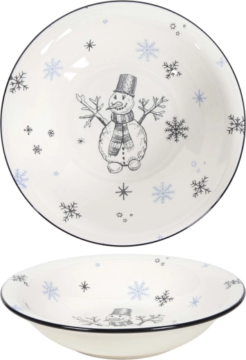 Deep plate Snowman blue 21 cm