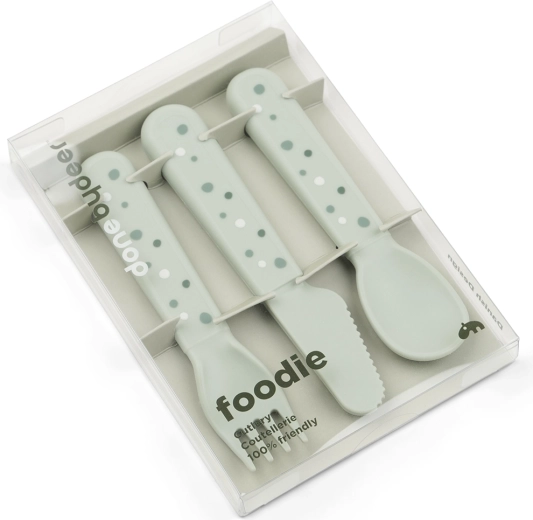 Done by Deer stalo įrankių rinkinys Foodie Happy dots, žalias