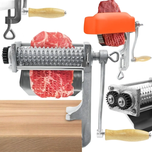 Efficient manual meat processing with a crank