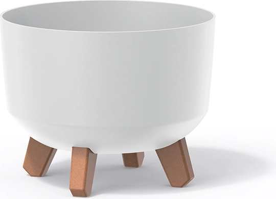 White plastic flower pot with legs Gracia Standard 24 cm