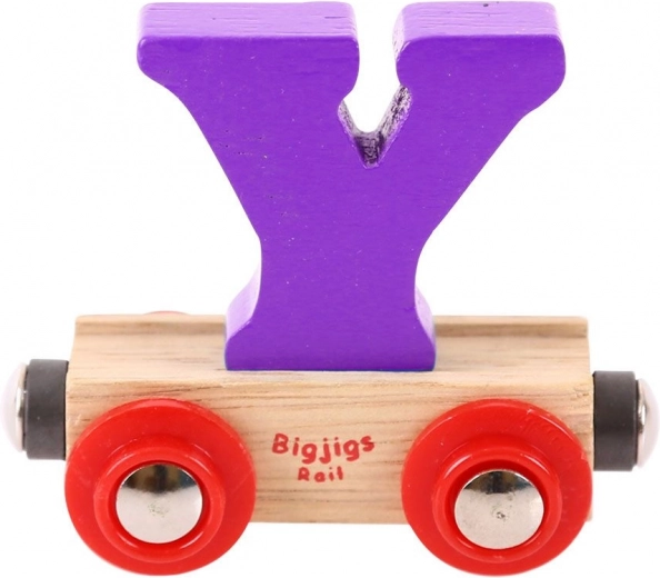 Medinis vagonėlis su raide Y BIGJIGS RAIL