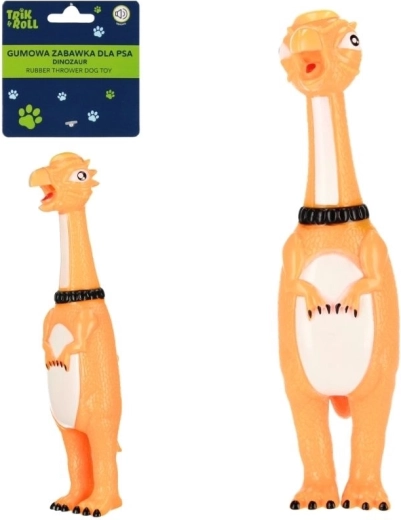 Squeaky rubber dinosaur dog toy
