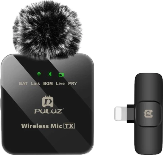 Belaidis atlapinis mikrofonas Puluz, skirtas iPhone ir iPad su Lightning (8 pin) jungtimi – 1 vnt.