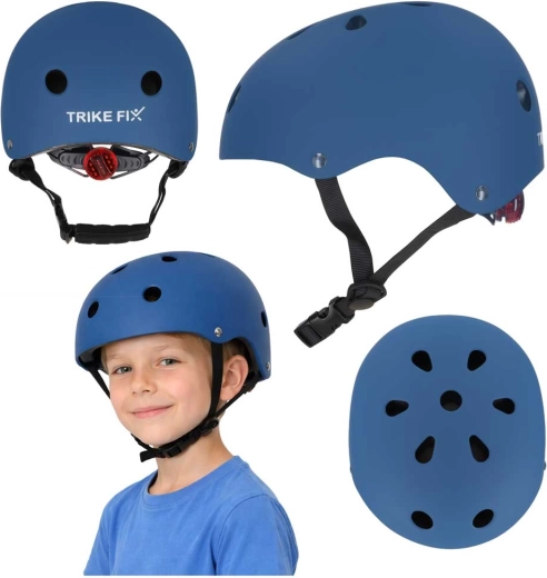 Vaikiškas dviratininko šalmas TRIKE FIX su LED, dydis S 48–54 cm, tamsiai mėlynas