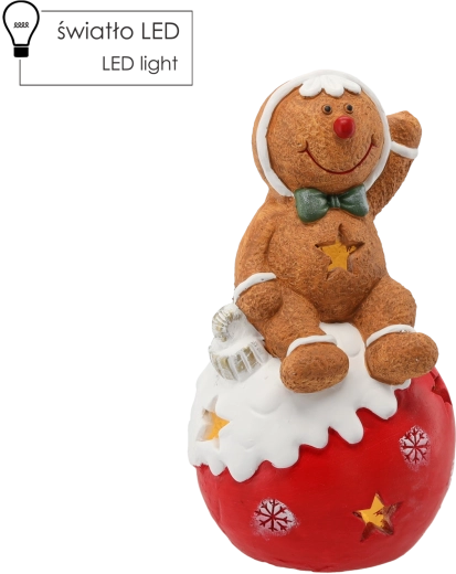 Christmas figurine gingerbread man on bauble with LED