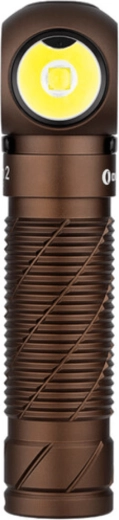 Olight Perun 2 Desert Tan – compact right‑angle flashlight 2500 lm with rechargeable 21700 battery