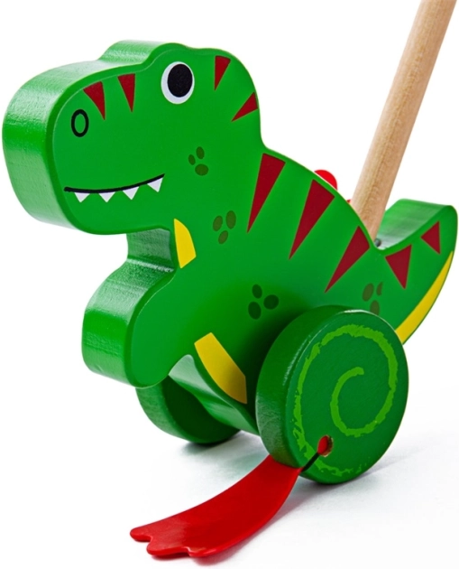 Bigjigs Baby medinis stumiamas žaislas T. rex