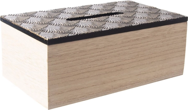 Juoda medinė dėžutė popierinėms nosinaitėms 24 × 14 × 9 cm