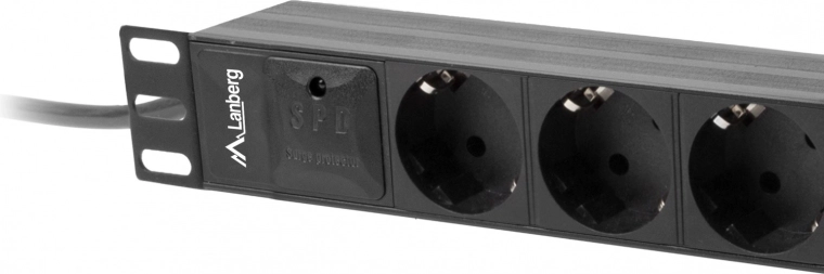 Three Schuko sockets for connecting equipment