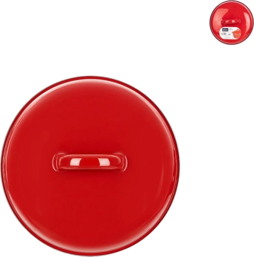 Emaliuotas dangtis su apvadu 15 cm raudonas