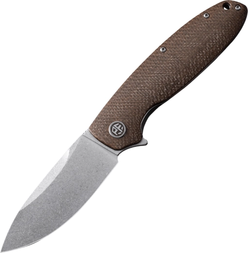 Petrified Fish Terra kišeninis peilis 8 cm, stonewash, ruda Micarta