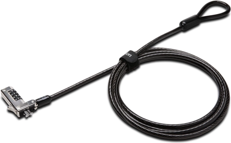 Slim combination lock for standard security slot