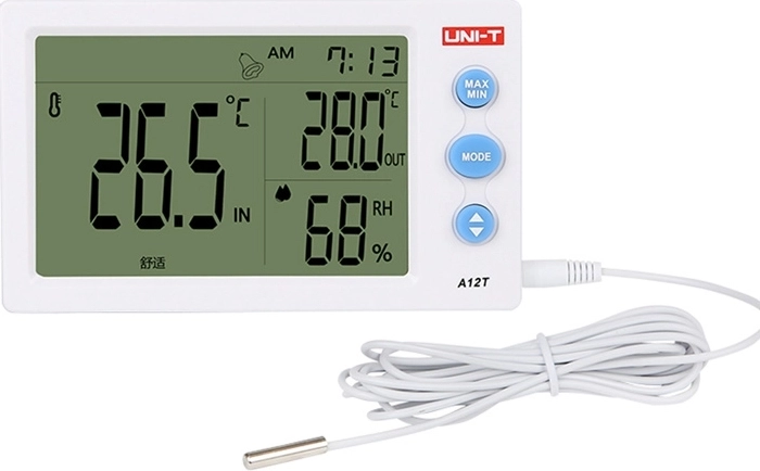 Uni-T A12T temperature and humidity meter with external probe