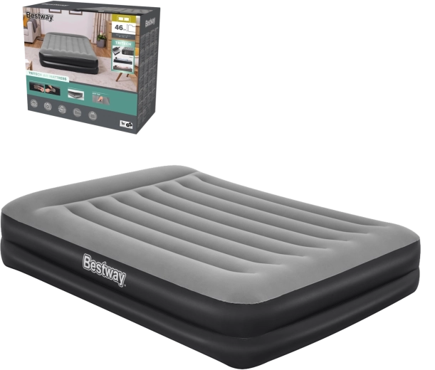 BESTWAY inflatable bed with built-in AC pump 203 × 152 × 46 cm