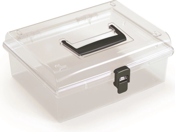 Plastikinis organizatorius su skaidriu dangčiu NUF LOW, juodas, 245 × 214 × 100 mm