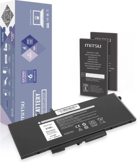 MITSU Battery for DELL Latitude 5400/5500/5510, 8000 mAh 61 Wh, 7.6 V