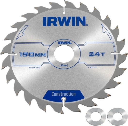 IRWIN pjūklo diskas 190 mm, 24 dantys, plonas pjūvis medienai