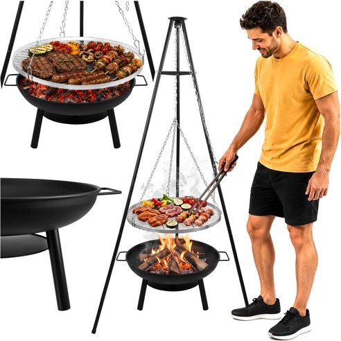 Sodo grilis ant trikojo Kaminer 167 cm su ugniakuru ir 58 cm grotelėmis
