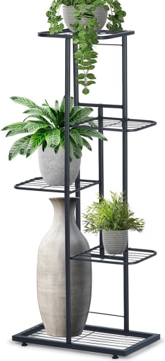 Metalinė juoda penkių aukštų gėlių stovas 96 cm