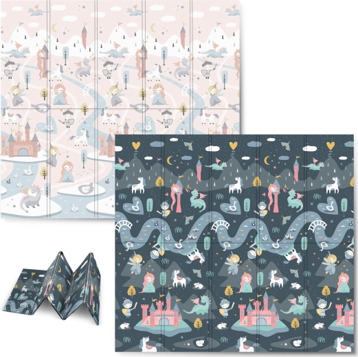 Foldable foam play mat 200 × 180 × 1 cm NUKIDO – double-sided, waterproof, XPE