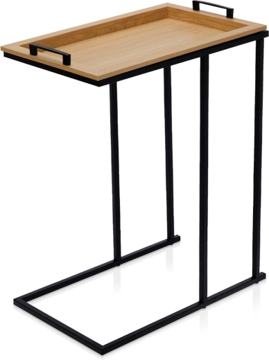 Metalinis pristatomas staliukas prie sofos su nuimamu padėklu 45 × 28 × 60 cm