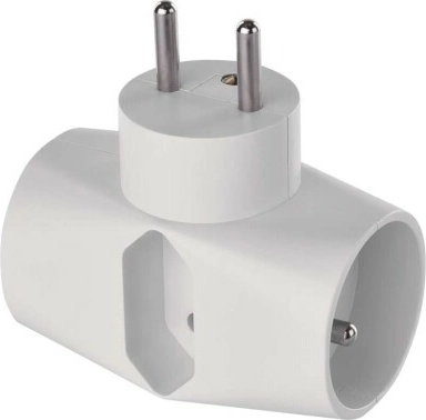 EMOS multi-socket 2× round + 1× rectangular, white