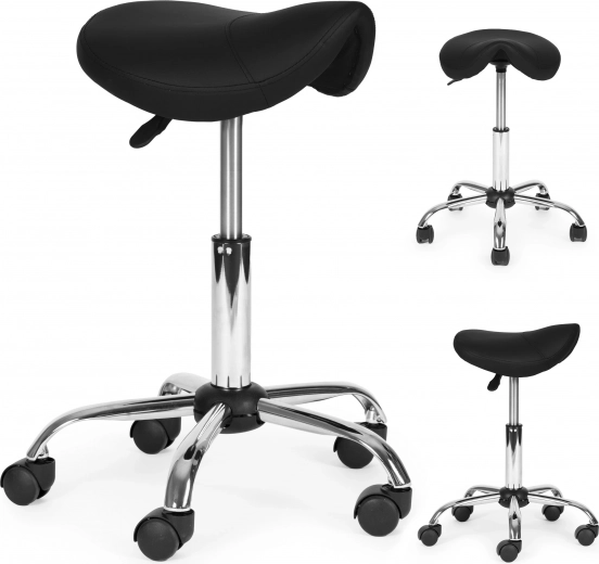Pasukamas ergonomiškas balno tipo suoliukas, juodas MODERNHOME