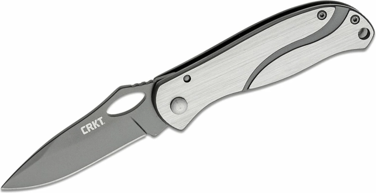 CRKT Pazoda Silver Black pocket knife 6.7 cm, silver-gray, all-steel