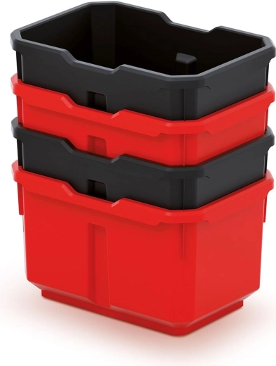 Plastikinių įrankių dėžučių rinkinys TITAN BOX, juoda/raudona (4 vnt.)