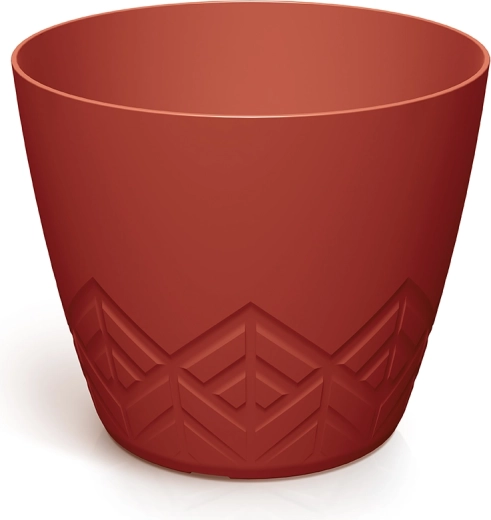 plastic flower pot Areco 12 cm retro red with geometric pattern