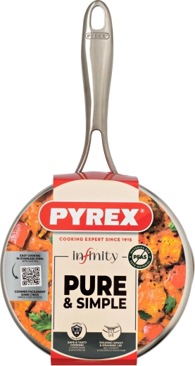 Pyrex Infinity saucepan with glass lid, stainless steel, 1.5 l