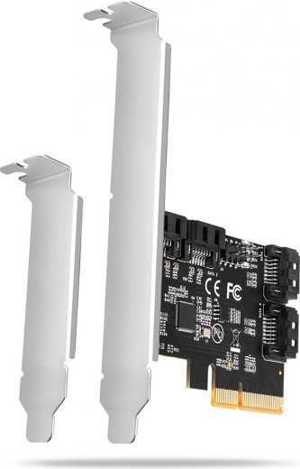 PCIe valdiklis su 4× SATA 6G, ASMedia ASM1164, pilno aukščio ir low-profile tvirtinimo plokštelė