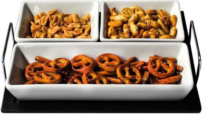 Serving set of bowls on a tray Toro rectangular