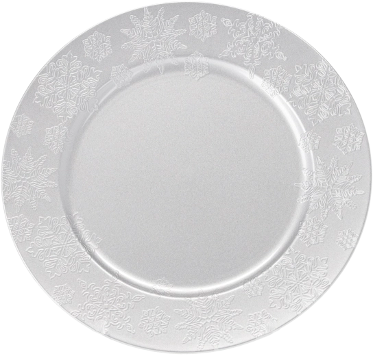 Silver round placemat with snowflake pattern 33 cm