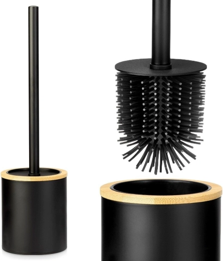 Vilde silicone toilet brush with holder, black, 37 cm