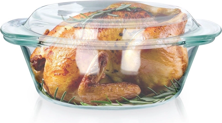 Karščiui atsparus stiklinis dubuo su dangčiu 1 l + 270 ml