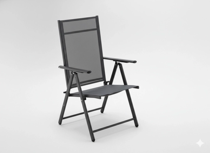 Folding steel garden chair, grey, 66 × 53 × 107 cm