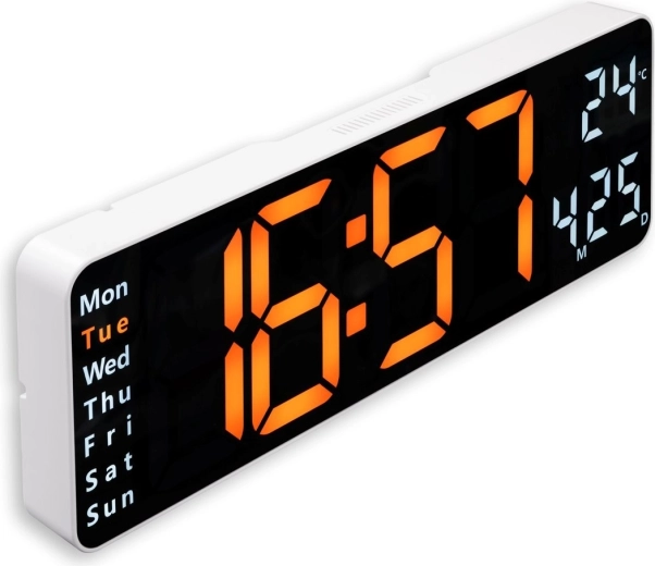 Large LED display: time, day and temperature