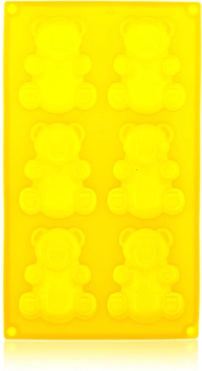 Silikoninė meškiukų forma, 6 vnt., geltona